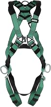 MSA 10197200 V-Form Full Body Safety Harness - Size: Standard (Medium), D-Ring Configuration: Back/Hip, Qwik Fit Leg Straps, Color: Green, Full Body Harness, Durable