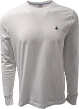 Brooks Brothers Men's All Cotton Golden Fleece Embroidery Solid Long Sleeve Crewneck Tee T-Shirt (X-Large, 185887 White/Navy Blue Logo)