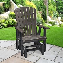 American Furniture Classics Model 515CGBK Fan Back Glider in Coastal Gray Woodgrain with a Black Base, Made in The USA