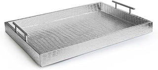 American Atelier Alligator Tray with Metal Handles, Silver