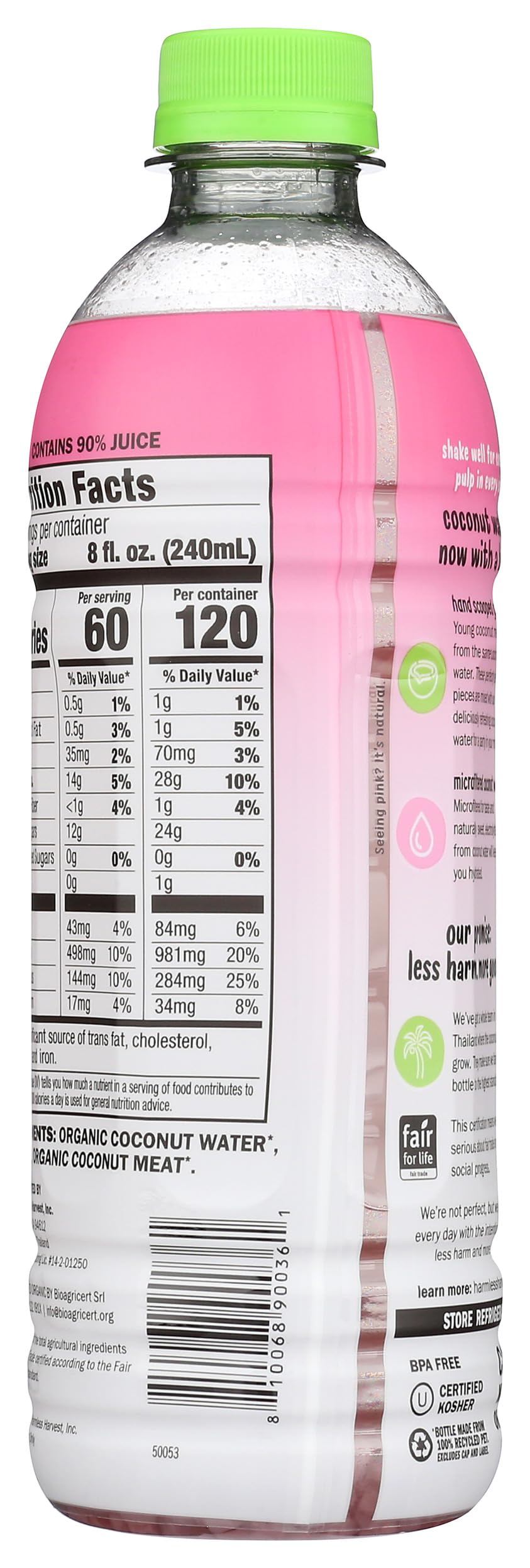 Water Coconut Pulp Organic, 16 Ounce by Harmless Harvest – 16 Fl Oz (Pack of 1), Model 0810068900361