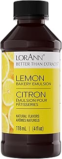 LorAnn Oils Lemon Emulsion & Flavoring For Baking | Better Than Lemon Extract For Cookies, Cakes, Drinks, Icing, Pasteries - Gluten Free, Water-Based, USA-Made, 4 Fl Oz