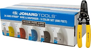 Jonard Tools R24-5100 24 AWG Kynar Wire & Dispenser Box Set with Included Wire Stripper - 5 Color Pack (500 ft)