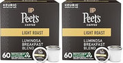 Peet's Coffee Light Roast Keurig K-Cup Pods - Luminosa Breakfast Blend (6 Boxes of 10 K-Cup Pods) (Pack of 2)