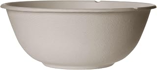 Vegware Compostable 46oz Large Molded Fiber Wide Bowls, Case of 400, Disposable, Natural Color, Stronger Than Paper, Lid Available, Reclaimed Natural Fiber, No-Added PFAS, Coupe, Hot or Cold Food
