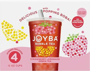 JOYBA Bubble Tea Strawberry Lemonade Green Tea, 4 Pack, 12 fl. oz. Cups