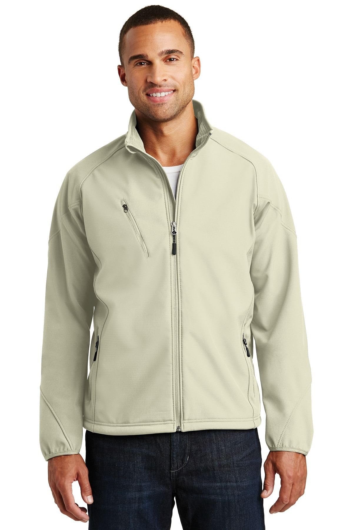 Textured Soft Shell Jacket. Stone L by Port Authority – Large, Stone, Model J705
