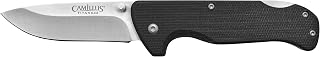 Camillus Bushcrafter Mini 6.75" Black Compact Durable Drop Point 440 Stainless Steel Everyday Carry Folding Pocket Knife with Micarta Handle & Pocket Clip