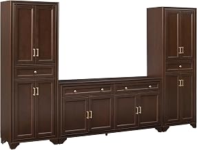 Crosley Furniture Tara 3-Piece Modern Farmhouse Sideboard Buffet Cabinet and Kitchen Storage Pantry Set, Brown