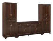 Crosley Furniture Tara 3-Piece Modern Farmhouse Sideboard Buffet Cabinet and Kitchen Storage Pantry Set, Brown