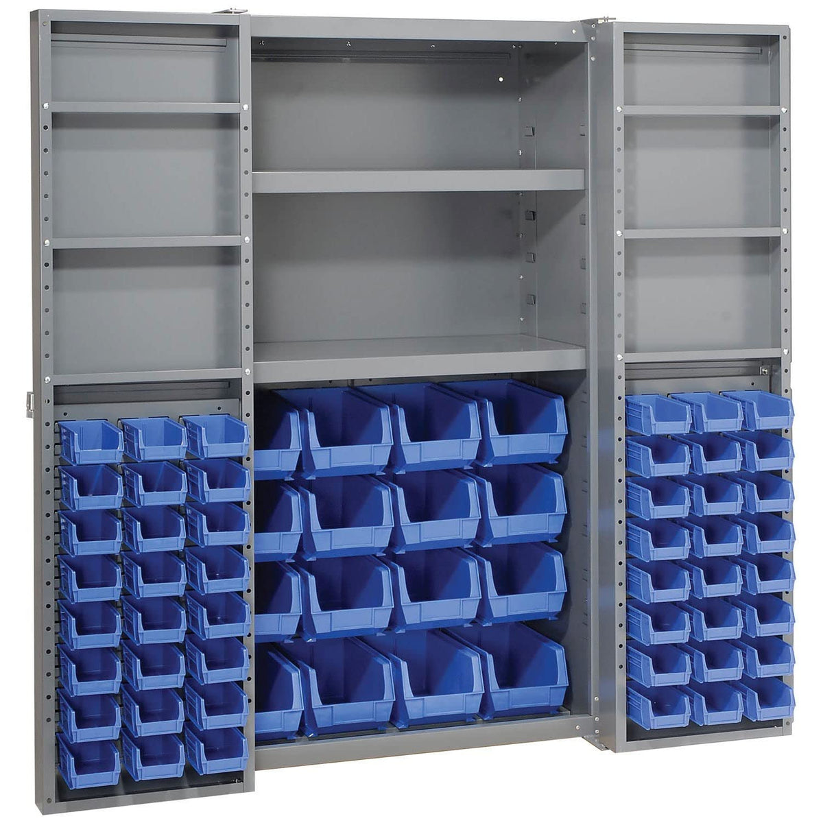 Deep Door Bin Cabinet by Global Industrial – 38 inches (W) x 24 inches (D) x 72 inches (H), 16 Gauge Steel, Blue, Model 662150BL