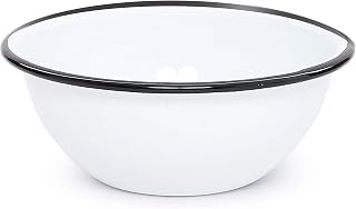 Crow Canyon Home Enamelware Cereal Bowl, 20 ounce, Vintage White/Black (Single)