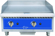 24" Thermostatic Gas Griddle by Globe – Stainless Steel, Blue, Model GG24TG
