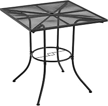 Interion 36" Square Outdoor Counter Height Table, Steel Mesh, Black