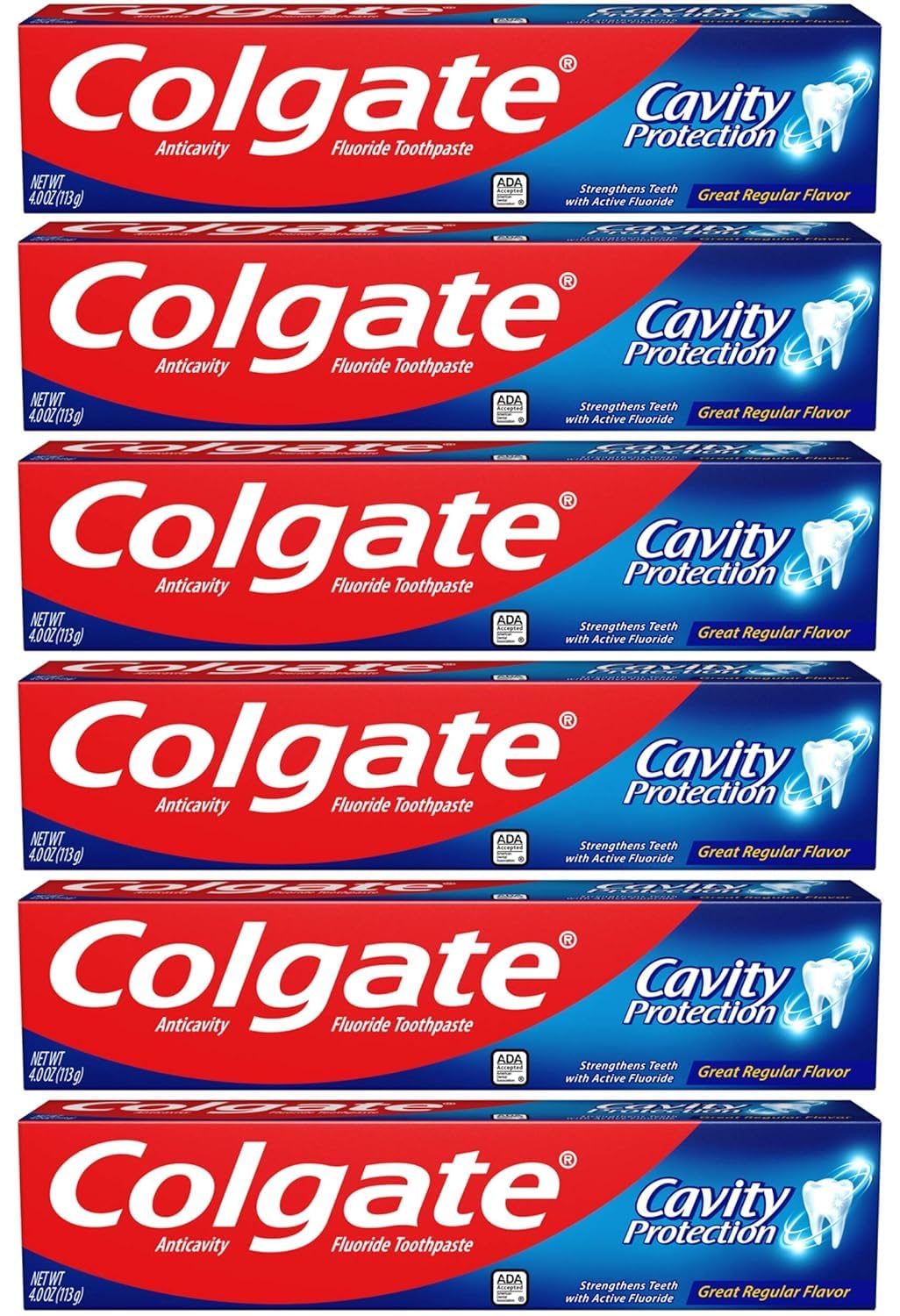 Cavity Protection Fluoride Toothpaste Regular Flavor - 8 oz by Colgate – 1.33 Fl Oz (Pack of 6), Multi, Pack of 6, Model 261221