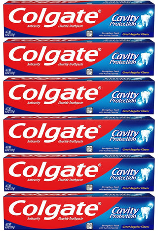 Cavity Protection Fluoride Toothpaste Regular Flavor - 8 oz by Colgate – 1.33 Fl Oz (Pack of 6), Multi, Pack of 6, Model 261221