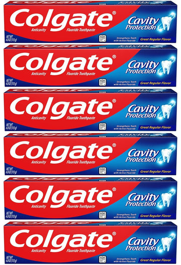 Cavity Protection Fluoride Toothpaste Regular Flavor - 8 oz by Colgate – 1.33 Fl Oz (Pack of 6), Multi, Pack of 6, Model 261221