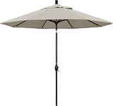 California Umbrella 9' Round Aluminum Market Umbrella, Crank Lift, Push Button Tilt, Bronze Pole, Woven Granite Olefin