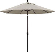 California Umbrella 9' Round Aluminum Market Umbrella, Crank Lift, Push Button Tilt, Bronze Pole, Woven Granite Olefin