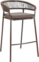 Zuo Skye Barstool (Set of 2) Brown, Brown Barstool, Modern Style, Outdoor Fabric, Removable and Washable Cushion Cover, Steel, Outdoor Bar, 22.4" W x 25.4" D x 39.2" H, Non-Stackable