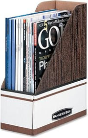 Bankers Box 12-Pack Magazine File Holders, Oversized Letter, Wood Grain | Organize oversized catalogs, manuals, and project binders with extra-capacity files built for heavier materials.