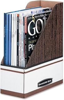 Bankers Box 12-Pack Magazine File Holders, Oversized Letter, Wood Grain | Organize oversized catalogs, manuals, and project binders with extra-capacity files built for heavier materials.