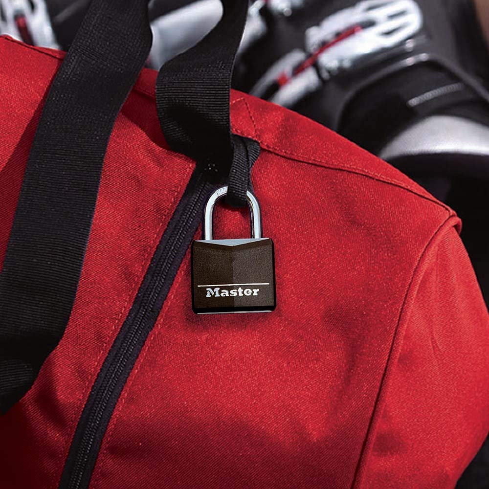 1-3/16" Wide Covered Aluminum Keyed Padlock by Master Lock – 1 Pack, Aluminum, Black, Model 131D
