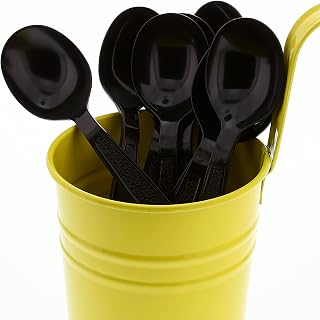 AmerCareRoyal Heavy Weight Unwrapped Disposable Polypropylene Plastic Soup Spoons for Restaurants and Catering, Black, Pack of 1000