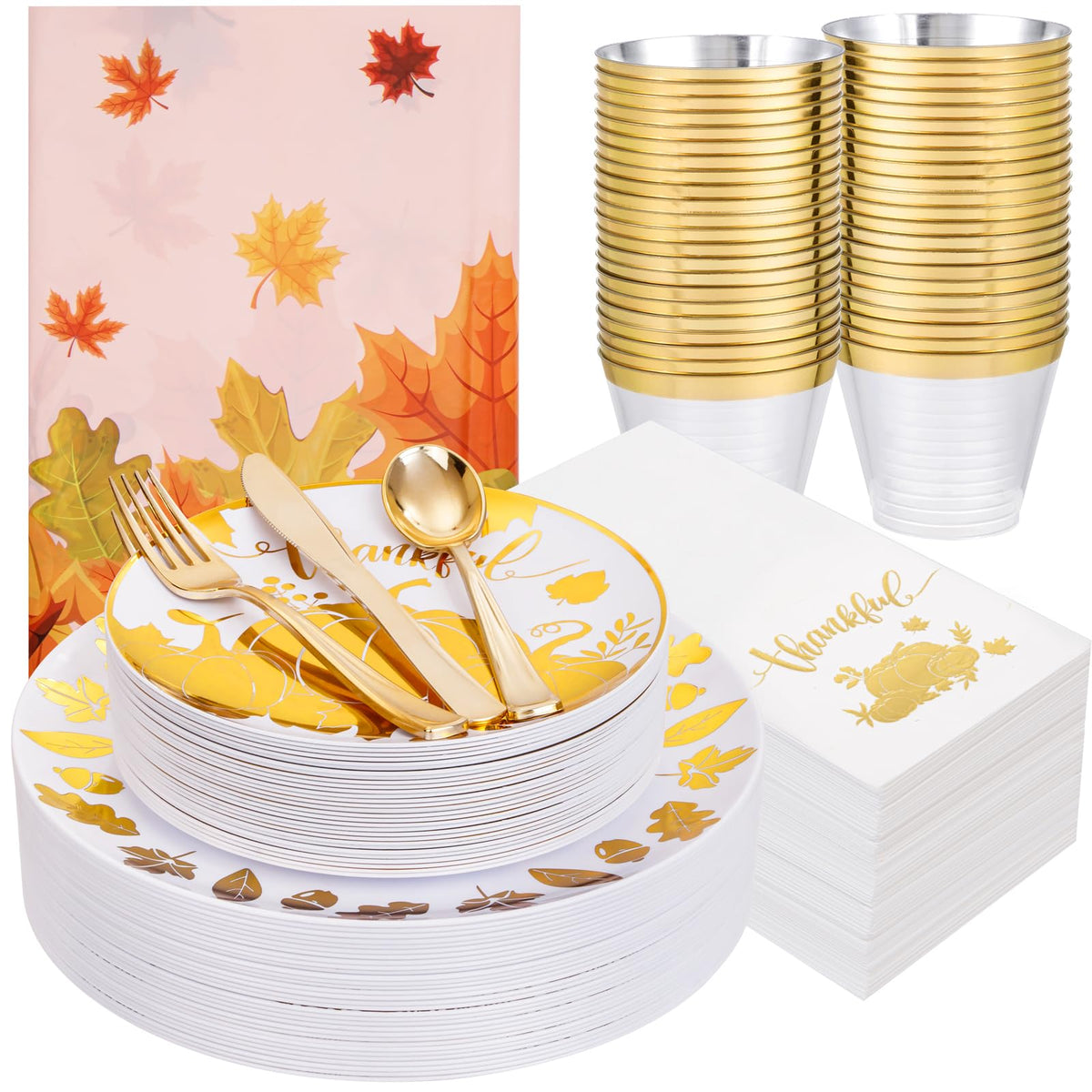 Festiva Thanksgiving Dinnerware Set, 176 Pieces, Pumpkin