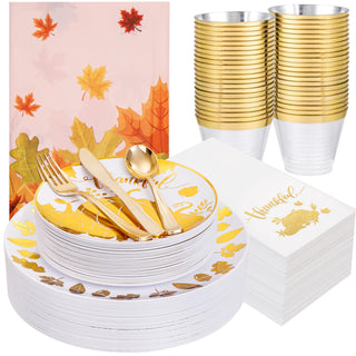 Festiva Thanksgiving Dinnerware Set, 176 Pieces, Pumpkin