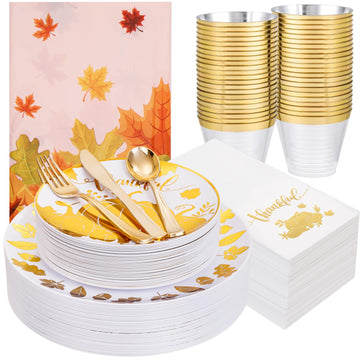 Festiva Thanksgiving Dinnerware Set, 176 Pieces, Pumpkin