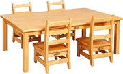 ECR4Kids 30in x 48in Rectangular Hardwood Table with 16in Legs and Four 8in Chairs, Kids Furniture, Honey, 5-Piece