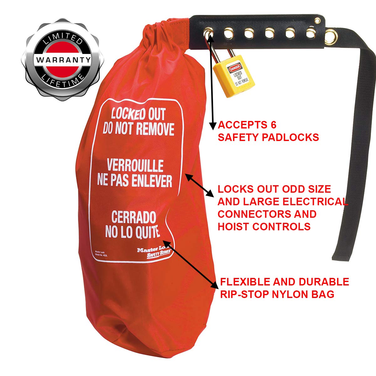 Master Lock Large - 17" Height, 7" Diameter / 1 / Red Devices