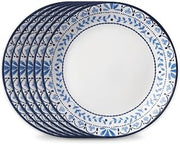 Corelle Vitrelle Salad Plates Set Triple Layer Glass and Chip Resistant, 9-Inch Lightweight Round Plates, Portofino, Caspian, 6-Piece