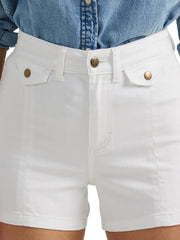 Women's Legendary Seamed Denim Short Bright White by Lee – Cotton, Polyester, Spandex, Bright White, Model 112346701