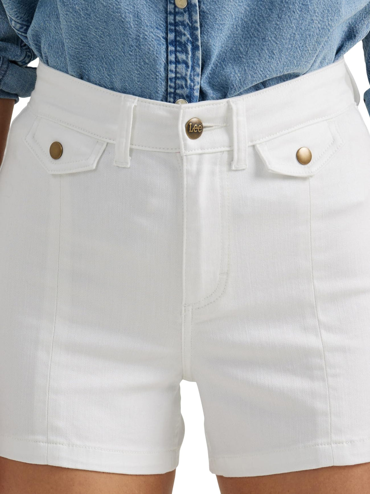 Women's Legendary Seamed Denim Short Bright White by Lee – Cotton, Polyester, Spandex, Bright White, Model 112346701