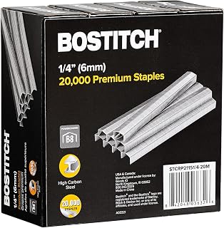 Bostitch B8 Staples 1/4 Inch PowerCrown Staples - Pack of 20,000