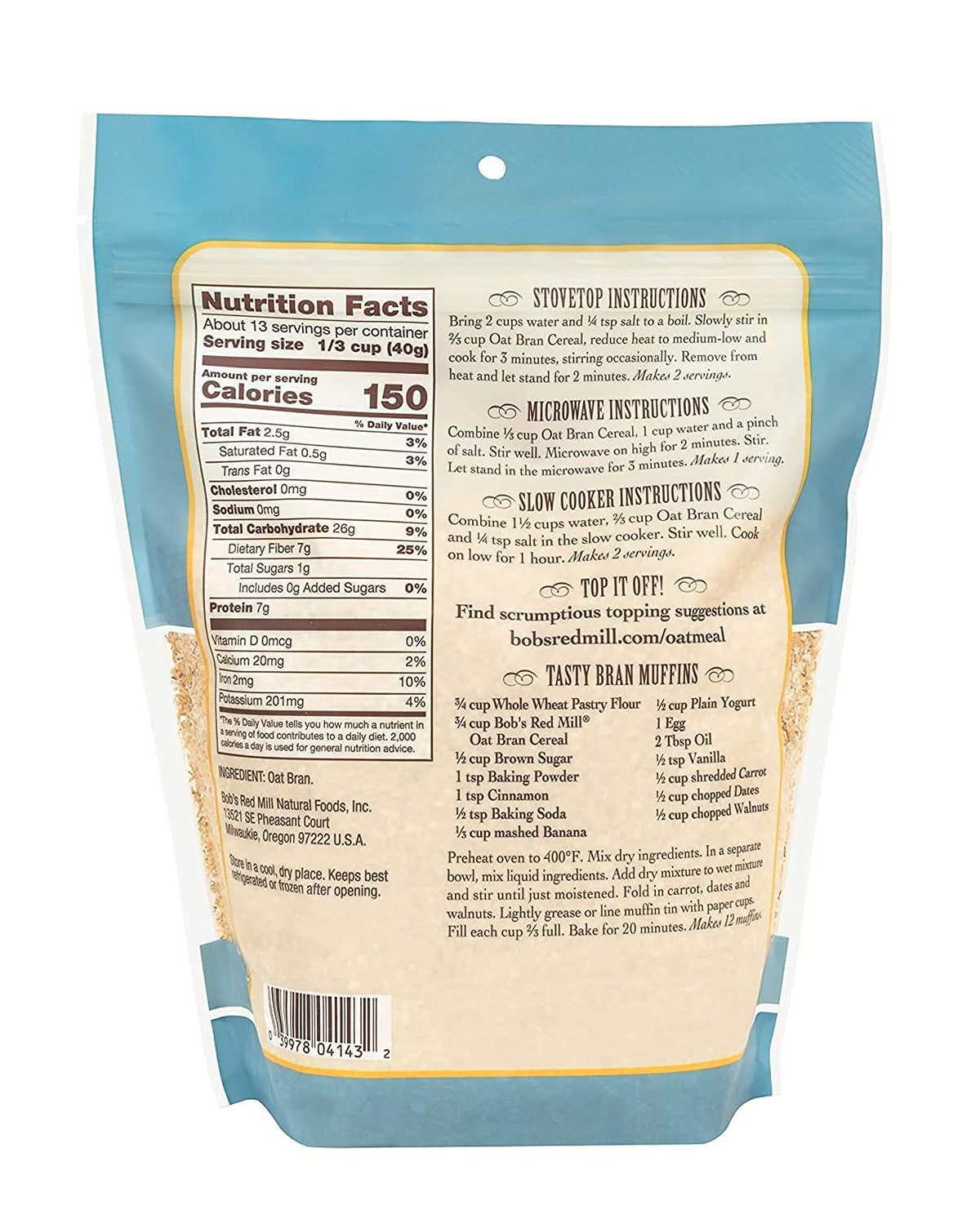 Bob's Red Mill 18 Ounce (Pack of 3) / 3 Oat Bran