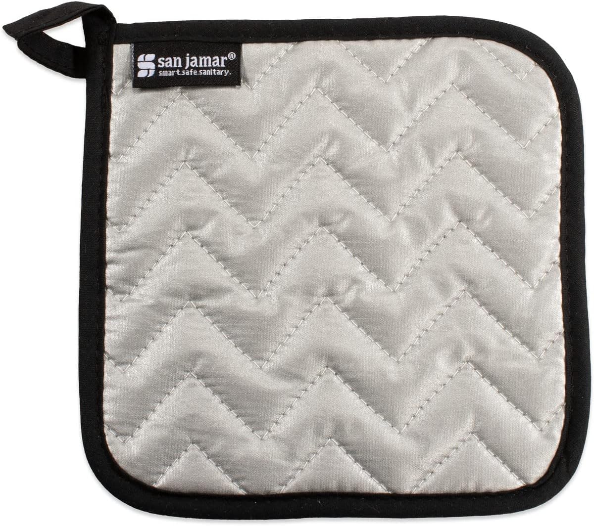 Silicone Pot Holder by San Jamar – Cotton/Silicone, Silver, Model 802SPH