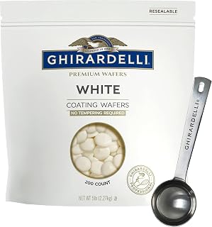 Ghirardelli White Premium Coating Wafers, 5 lb with Stamped Barista Spoon