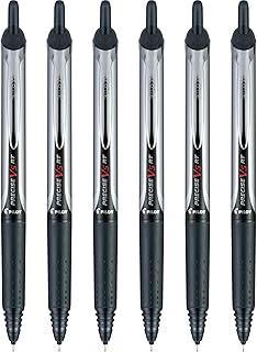 PILOT Precise V5 RT Rollerball Pens, Black, Pack of 6