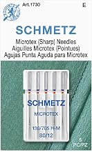 Microtex Sharp Sewing Machine Needles - Quilting & Topstitching Supplies, Size 80/12, 5-Needle Card, Pack of 1