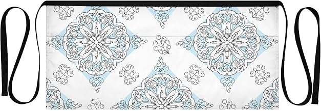 Blue Floral Pattern Waist Apron with 3 Pockets Waiter Server Short Aprons 25.2x11.8 Inch Stain Resistant Apron for Kitchen Garden Restaurant 1 Pack