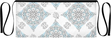 Blue Floral Pattern Waist Apron with 3 Pockets Waiter Server Short Aprons 25.2x11.8 Inch Stain Resistant Apron for Kitchen Garden Restaurant 1 Pack