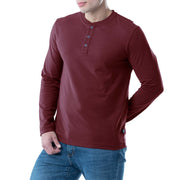Men's Long Sleeve Soft Washed Cotton Henley T-Shirt – Cotton, Rhubarb, Model WRT21722