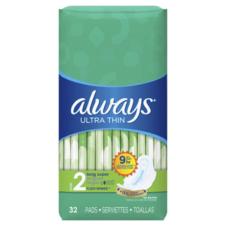 Ultra Thin by Always – 32 Count (Pack of 1), Nonwoven fabric, Polyethylene film, Polyester fibers, Polypropylene fibers, Polyethylene fibers, Blue, Model ASINPPOTLMCM6169