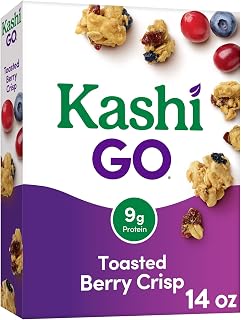 Kashi GO Breakfast Cereal, Vegan Protein, Fiber Cereal, Toasted Berry Crisp, 14oz Box (1 Box)