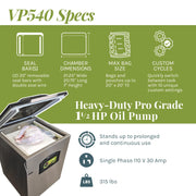 Chamber Vacuum Sealer by Vacmaster – 21.25 in x 20.75 in x 7 in, Stainless Steel, Model VP540