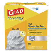 ForceFlexPlus Tall Kitchen Drawstring Trash Bags -13 Gallon White Trash Bag by Glad – 1 Count (Pack of 600), 13.0 gallons, Plastic, White, Pack of 6