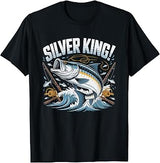 Silver King Tarpon Jumping Dawn Flats Saltwater Fishing Art T-Shirt